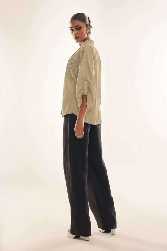 Dust Sheer Party Wear Top with Intricate Handwork Embellishments